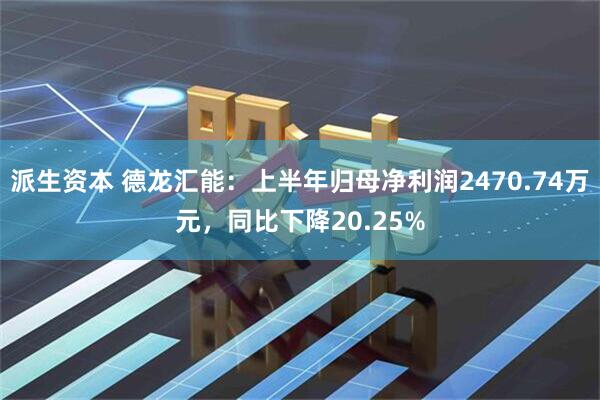 派生资本 德龙汇能：上半年归母净利润2470.74万元，同比下降20.25%